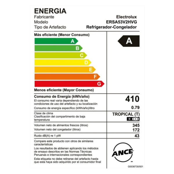 ELECTROLUX 517 LT. ERSA53V2HVG - Imagen 3